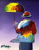 Umbrella Man on Purple by Peter Max