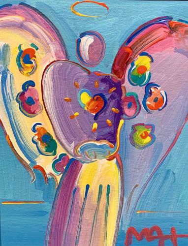Angel With Heart on Canvas by Peter Max