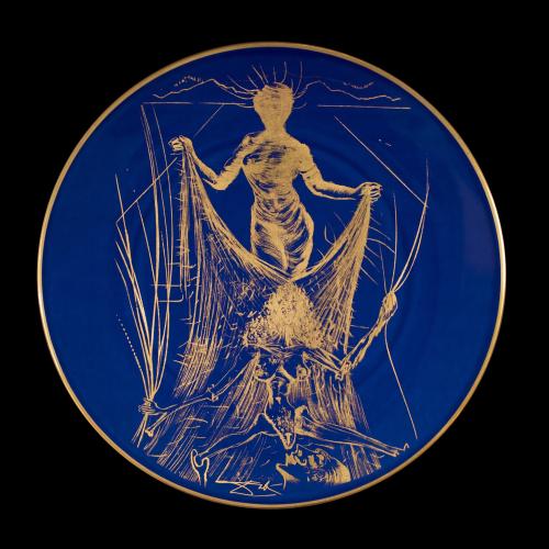 Ceramic Plate "Woman Holding Veil" by Salvador Dali
